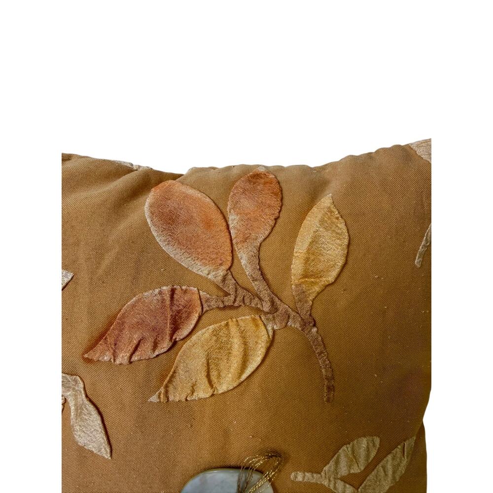 3-Piece Autumn Floral Appliqué Decorative Pillow Set with Shell Button Accents - Picture 6 of 9